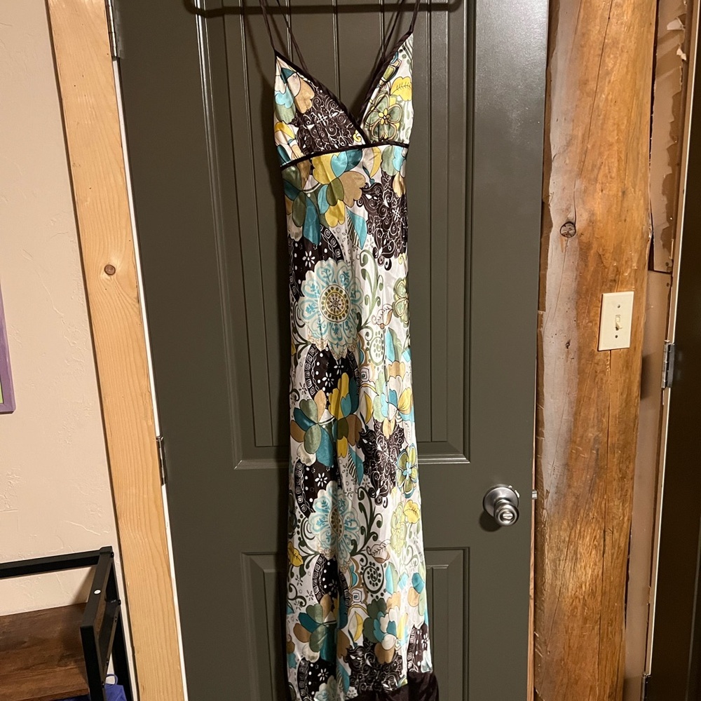 Floral Multicolor silk slip Dress city triangle